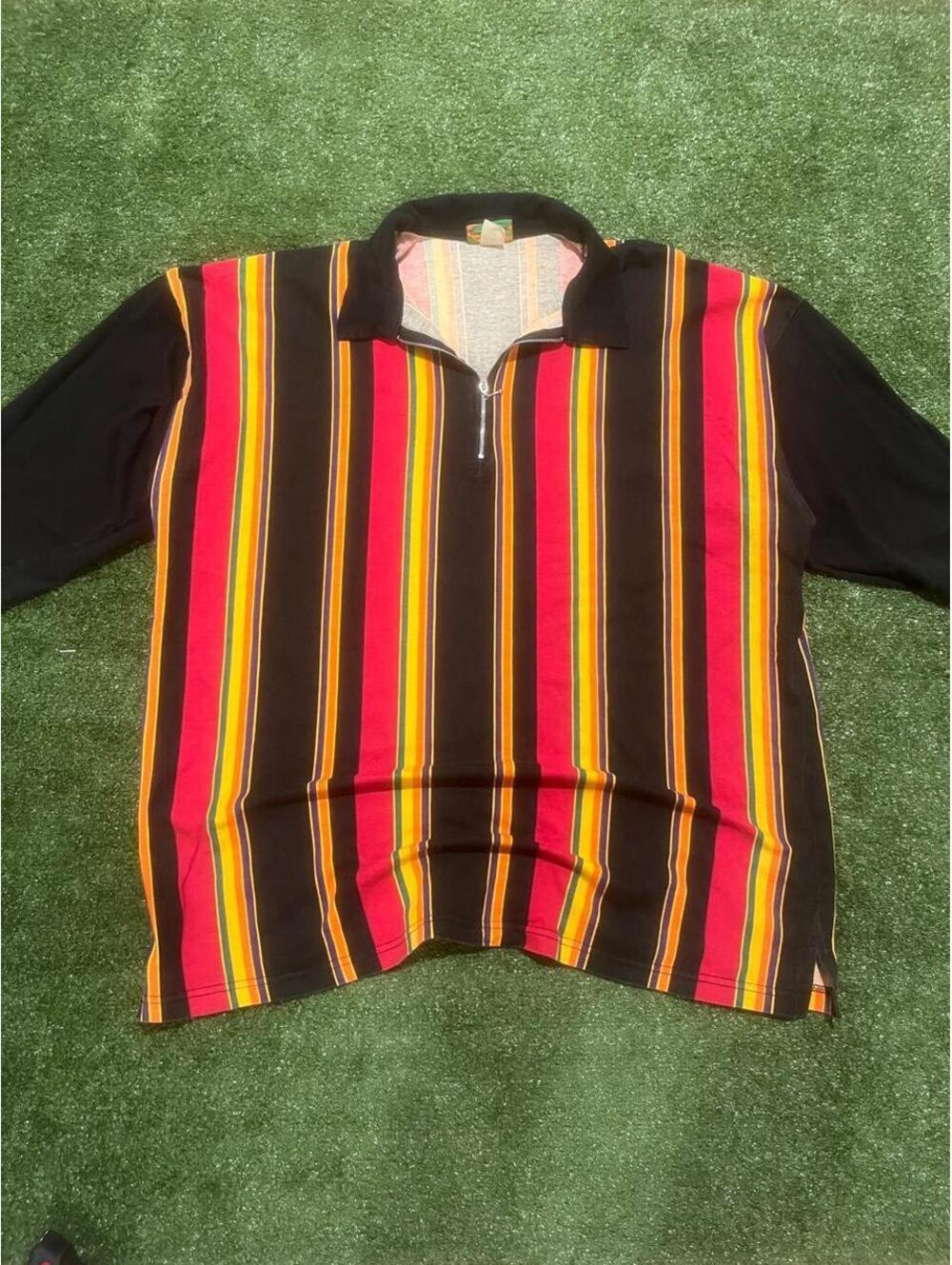 Vintage 90s Extreme Control Multicolor Striped Quarter Zip Shirt Size XL